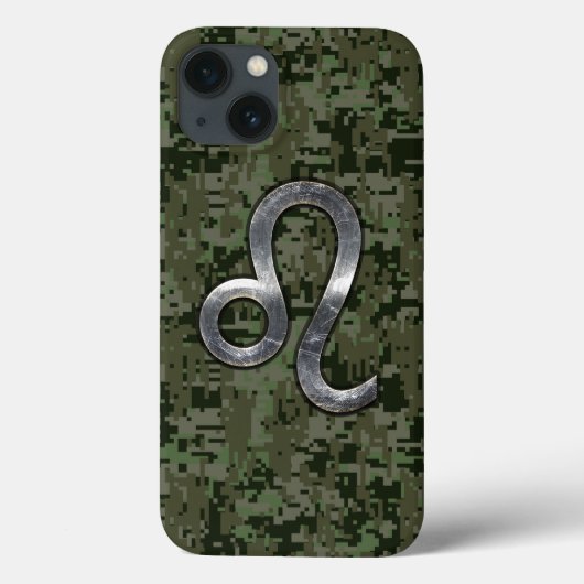 Modern Leo Zodiac Sign on Green Digital Camo Case-Mate iPhone Case (Achterkant)