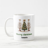 Modern Leopard Christmas Trees Personalized Mug (Gauche)