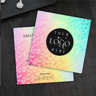 Modern Leopard Glitter Professional Logo Square  Vierkante Visitekaartje