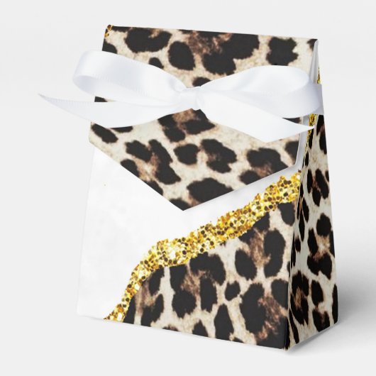 Modern Leopard Gold Agate Geode Monogram Favor Box Bedankdoosjes (Voorkant Zijde)