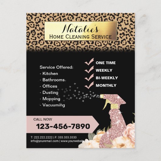 Modern Leopard House Cleaning & Maid Service Flyer (Voorkant)