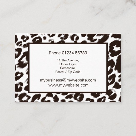 Modern Leopard Pattern Elegant Visitekaartje (Achterkant)