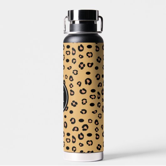 Modern Leopard Pattern en Monogram Waterfles (Achterkant)