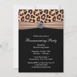 Modern Leopard Print Diamond Housewarming Party Kaart