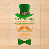Modern Leprechaun St. Patrick's Any Age Birthday Acryl Uitnodigingen (Voorkant)
