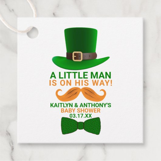 Modern Leprechaun St. Patrick's Day Baby shower Bedankjes Labels (Voorkant)