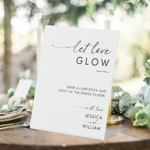 Modern Let Love Glow Weddenschap Glow Stick Sign Reclamebord Met Voetstuk