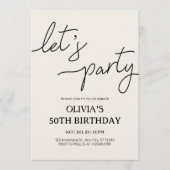 Modern Let’s Party 50th Birthday Kaart (Voorkant)