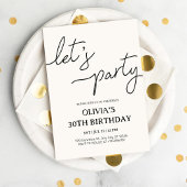 Modern Let's Party 30e Verjaardag Kaart