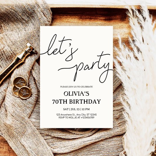 Modern Let's Party 70e verjaardag Kaart