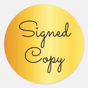 Modern lettertype ondertekend exemplaar Bright Gol Ronde Sticker