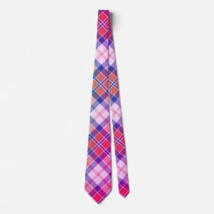 Modern, Leuk Diagonaal Plaid - Roze Perzik Blauw W Stropdas