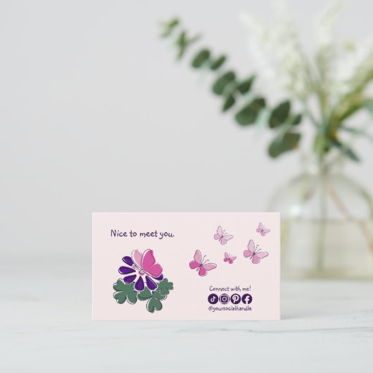 Modern leuk om je te ontmoeten Blush Connect op so Visitekaartje (Staand voorkant)