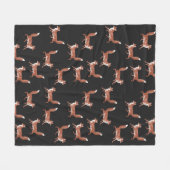 Modern Leuk Rood Vos Patroon op Zwart Fleece Deken (Voorkant (Horizontaal))