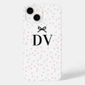 Modern  Leuk Roze Polka Dot Bow Monogram Case-Mate iPhone Case (Achterkant)