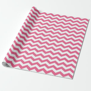 Modern, leuk, trendy roze, witte chevron cadeaupapier