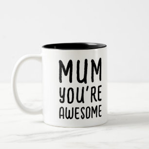 Modern leuk zwart wit beste moeder dochter typogra tweekleurige koffiemok