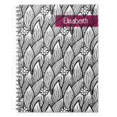 Modern leuk zwart-wit hippie madeliefje bloemig notitieboek (Voorkant)