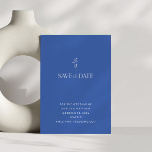 Modern Levendig Blauw Elegante Bloemen Schets Huwe Save The Date