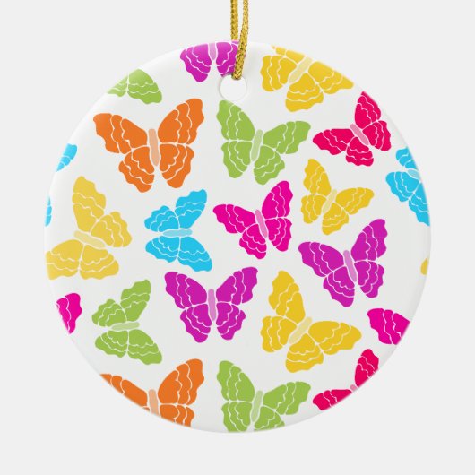 Modern Levendig Regenboog Vlinder Cute Patroon Keramisch Ornament (Voorkant)
