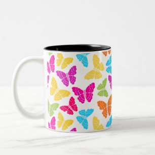 Modern Levendig Regenboog Vlinder Cute Patroon Tweekleurige Koffiemok