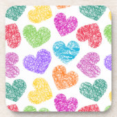 Modern Levendige Regenboog Doodle Harten Schattige Drankjes Onderzetter (Voorkant)