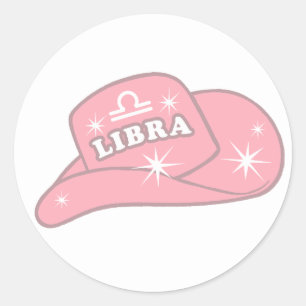 Modern Libra Zodiac Pink Cowgirl Pet Ronde Sticker