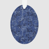 Modern Libra Zodiac Sign on blue digital camo Ornament (achterkant)