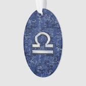 Modern Libra Zodiac Sign on blue digital camo Ornament (voorkant)