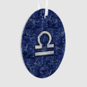Modern Libra Zodiac Sign on blue digital camo Ornament (voorkant)