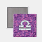 Modern Libra Zodiac Symbol on Fuchsia Digital Camo Magneet (Voorkant / Achterkant)