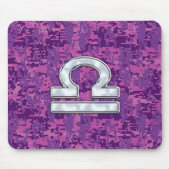 Modern Libra Zodiac Symbol on Fuchsia Digital Camo Muismat (Voorkant)