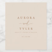 Modern licht beige bruiloft wijn etiket (Enkel label)