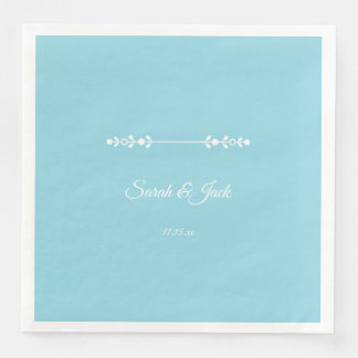 Modern licht blauw & wit bruiloft servet