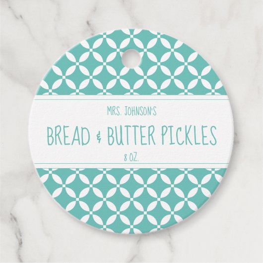 Modern Licht Blauwgroen & Wit Etiket Labels (Voorkant)