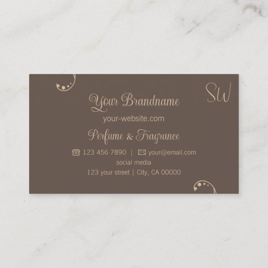 Modern Licht en donkerbruin  met Monogram Visitekaartje (Achterkant)