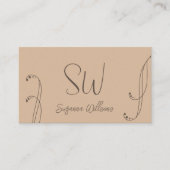 Modern Licht en donkerbruin  met Monogram Visitekaartje (Voorkant)