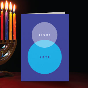 Modern Licht & Liefde Blauw op Blauw Gevouwen Chan Feestdagen Kaart