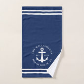 Modern licht marineblauw wit nautisch anker bad handdoek (Handdoek)