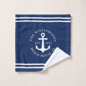 Modern licht marineblauw wit nautisch anker bad handdoek (Wasdoekje)