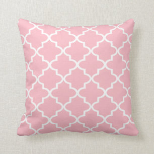 Modern licht roze en witte Marokkaanse Quatrefoil Kussen
