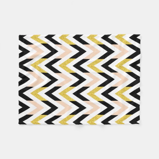 Modern licht roze, goud, wit, zwart patroon fleece deken (Voorkant (Horizontaal))