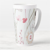 Modern Licht Wildflower Monogram Roze Groen Latte Mok (Rechterhoek)