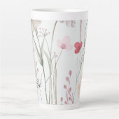 Modern Licht Wildflower Monogram Roze Groen Latte Mok (Voorkant)
