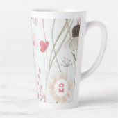 Modern Licht Wildflower Monogram Roze Groen Latte Mok (Rechts)