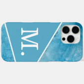 Modern lichtblauw monogram Case-Mate iPhone case (Achterkant (horizontaal))