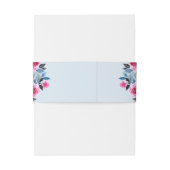 Modern Lichtblauw Waterverf Roze Rozen Bruiloft Uitnodigingen Wikkel (Achterkant Voorbeeld)