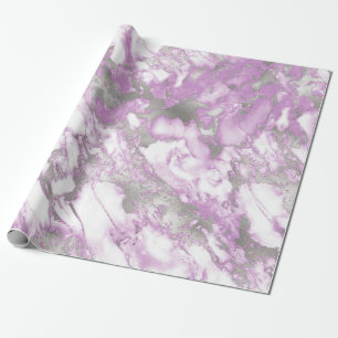 Modern lichte paarse en zilveren marmeren patroon cadeaupapier
