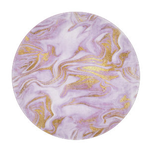 Modern Lichte Paarse, Witte en Gouden Marmer Patro Snijplank