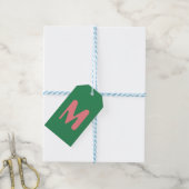 Modern Lichtroze Initiaal Letter | Zeewier groen Cadeaulabel (Met Touw)